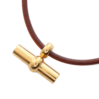 グレナン チョーカー GP レザー ブラウン ゴールド エルメス アクセサリー HERMES