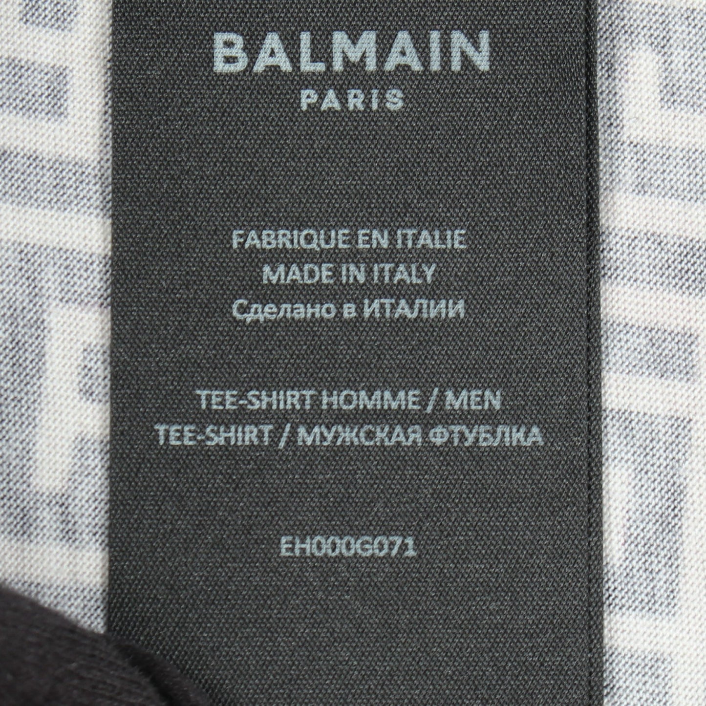 ロゴ総柄 クルーネック 半袖Tシャツ コットン グレーベージュ ブラック バルマン トップス BALMAIN