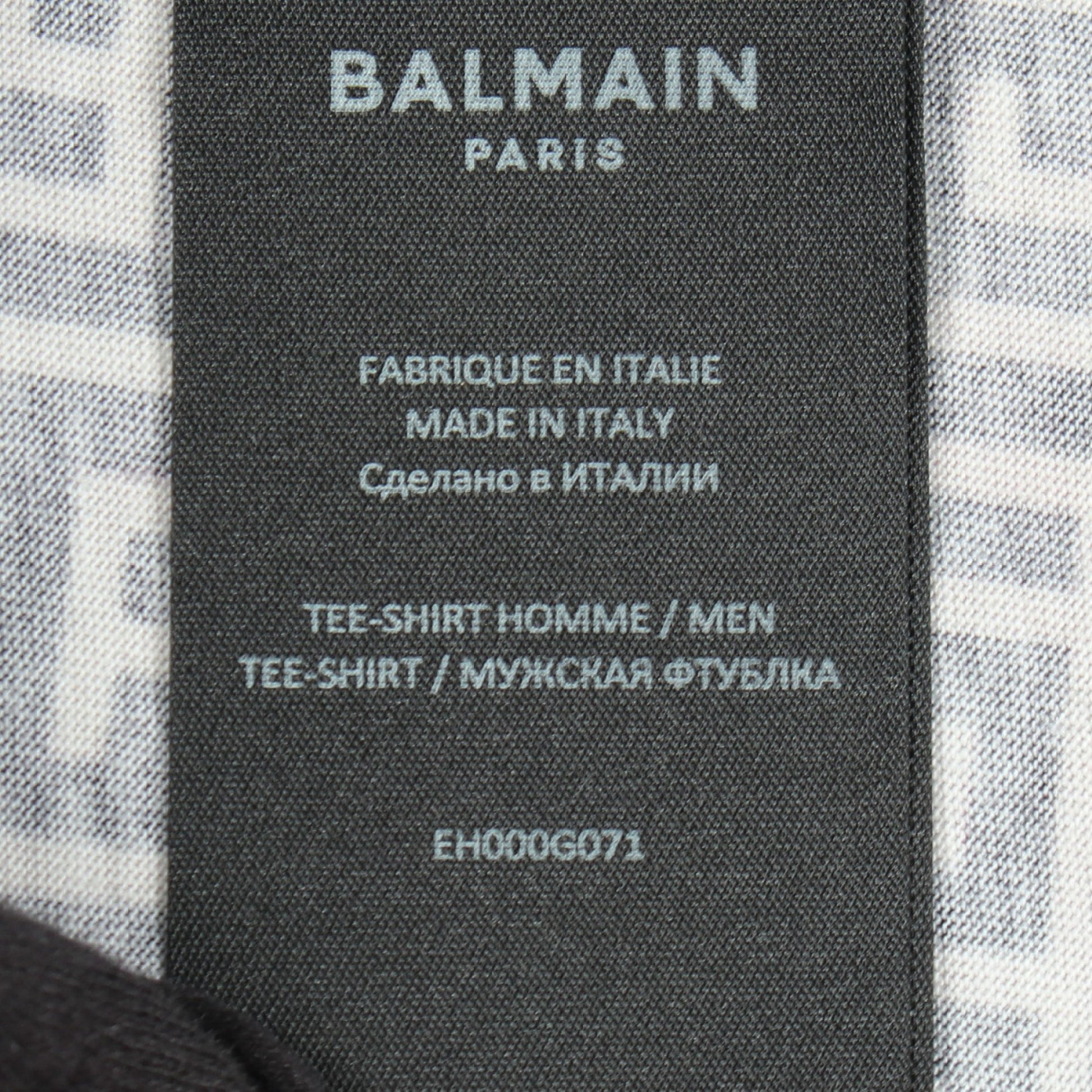 ロゴ総柄 クルーネック 半袖Tシャツ コットン グレーベージュ ブラック バルマン トップス BALMAIN