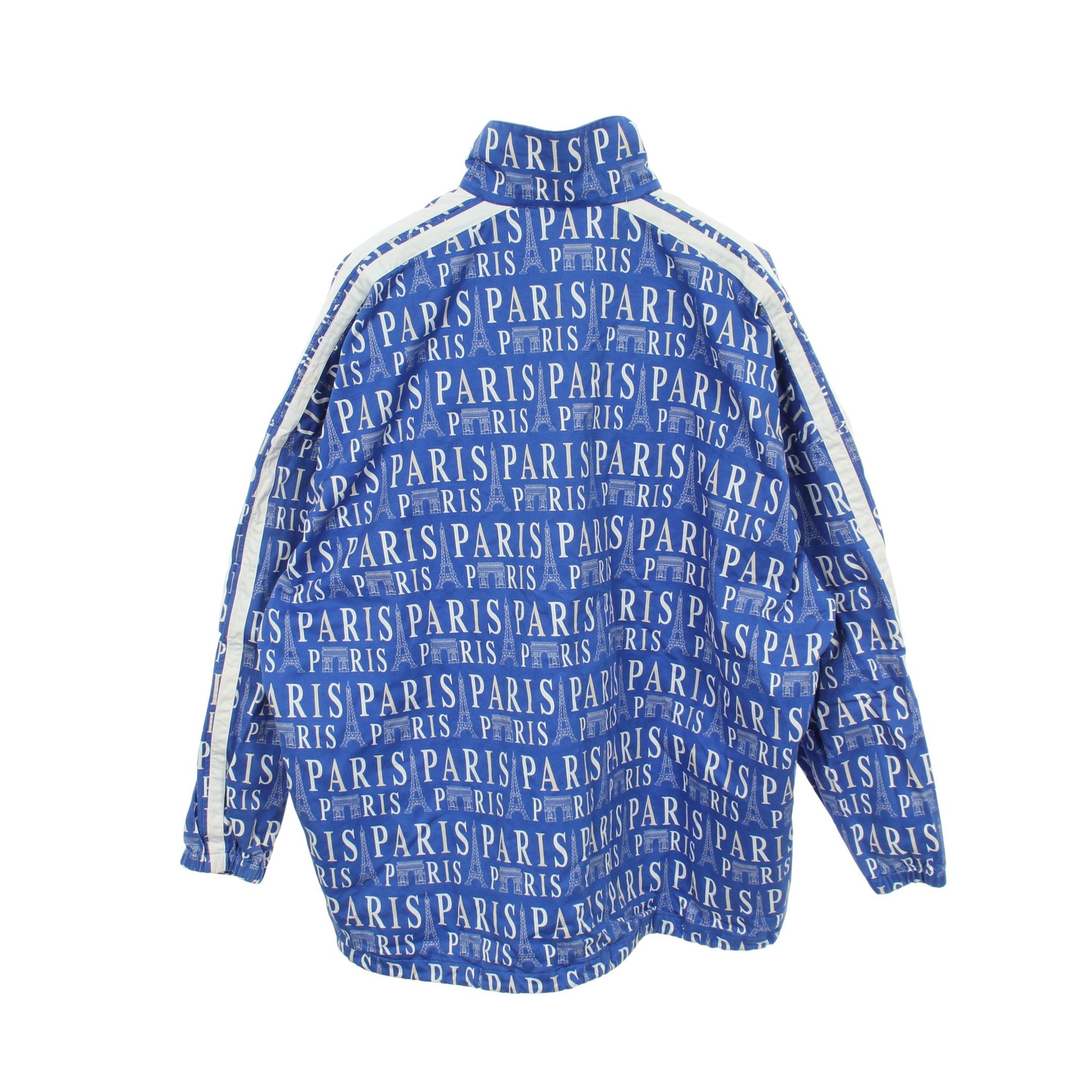 ロゴ総柄 ジャケット ブルゾン コットン ブルー ホワイト バレンシアガ アウター BALENCIAGA