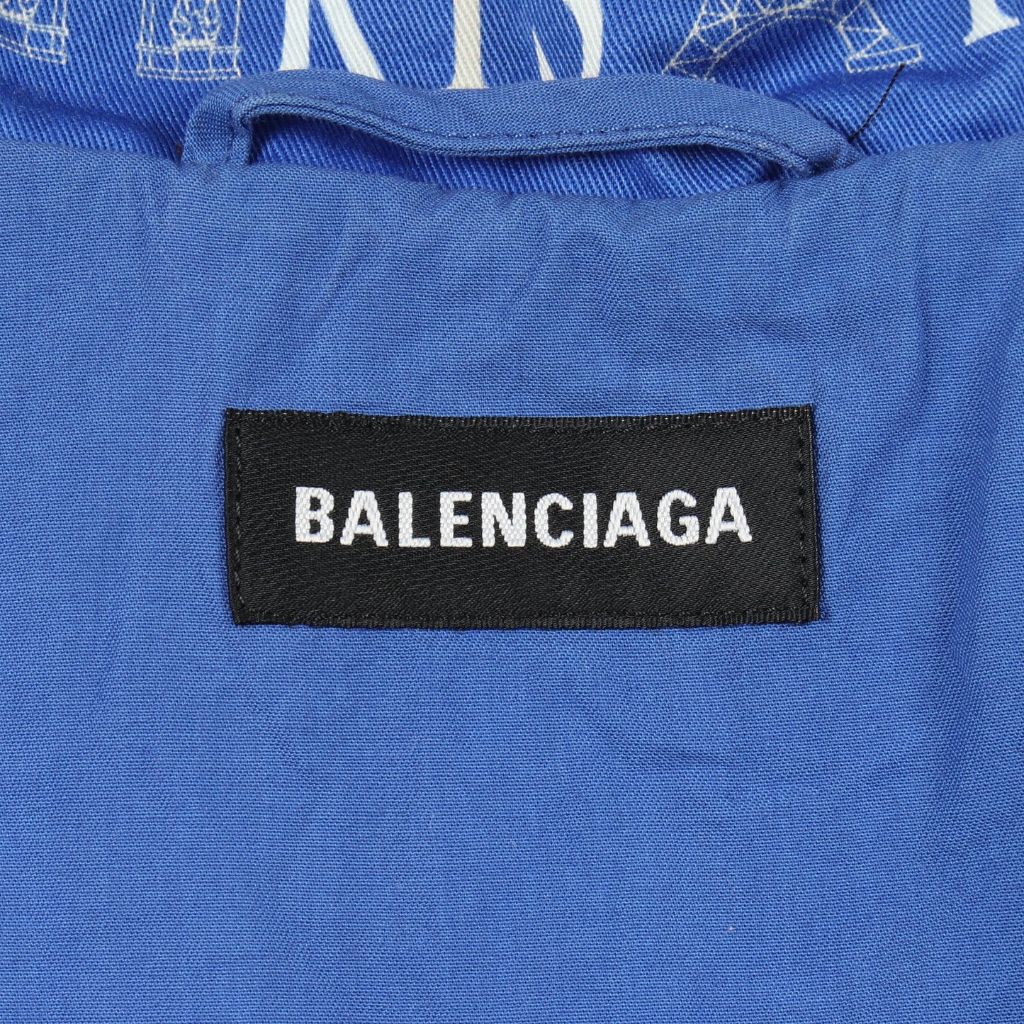 ロゴ総柄 ジャケット ブルゾン コットン ブルー ホワイト バレンシアガ アウター BALENCIAGA