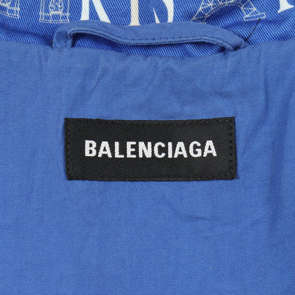 ロゴ総柄 ジャケット ブルゾン コットン ブルー ホワイト バレンシアガ アウター BALENCIAGA