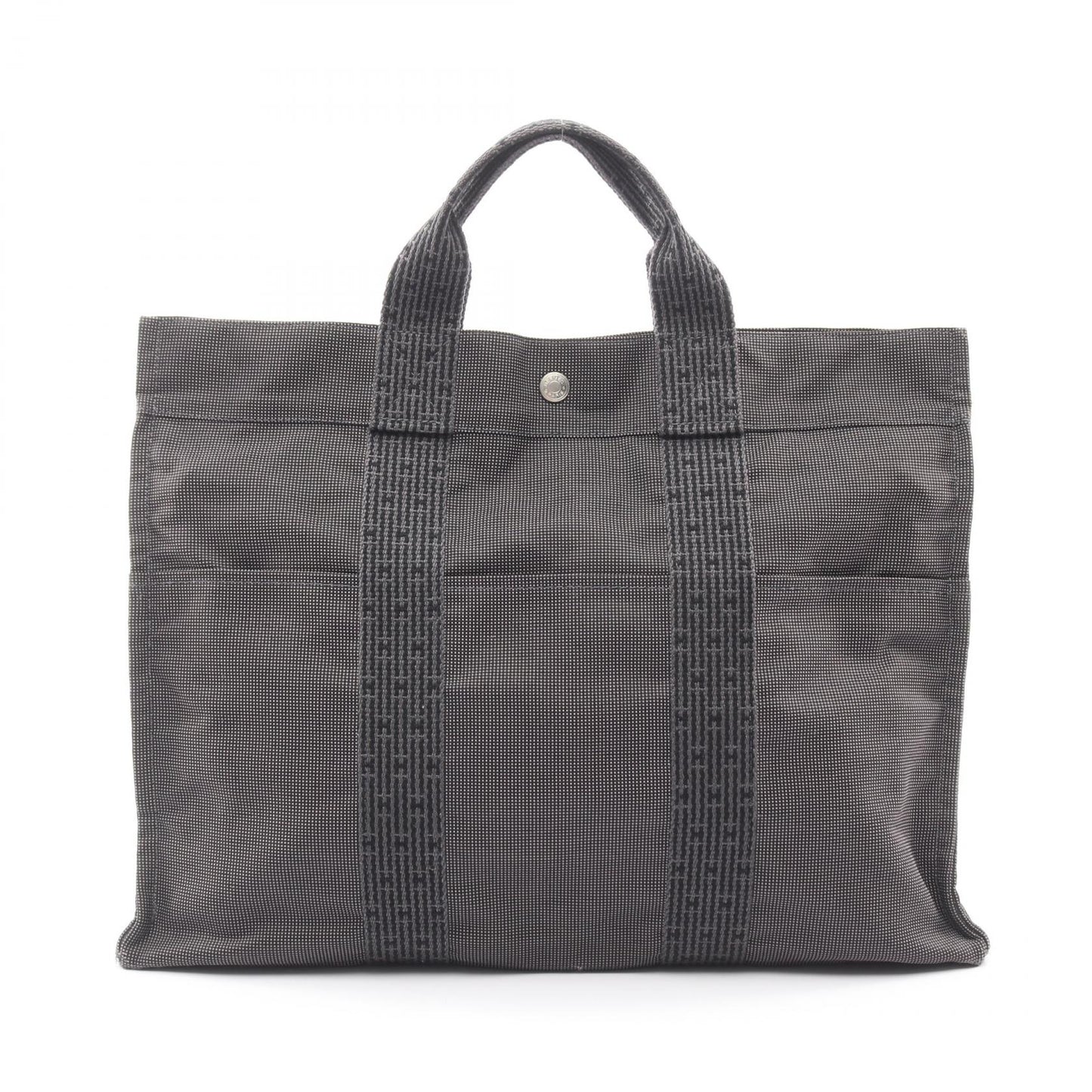 エールラインMM ハンドバッグ トートバッグ ナイロンキャンバス ダークグレー シルバー金具 エルメス バッグ HERMES