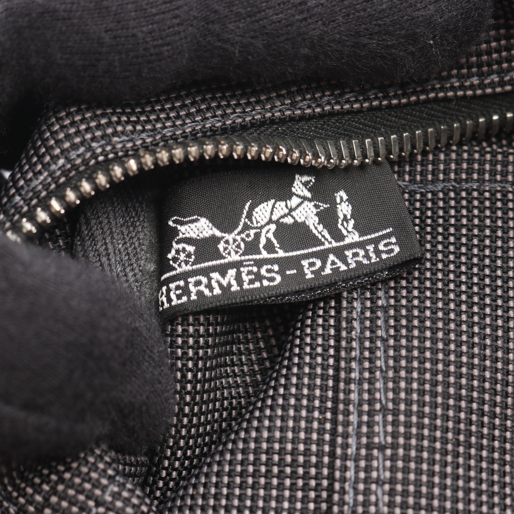 エールラインMM ハンドバッグ トートバッグ ナイロンキャンバス ダークグレー シルバー金具 エルメス バッグ HERMES