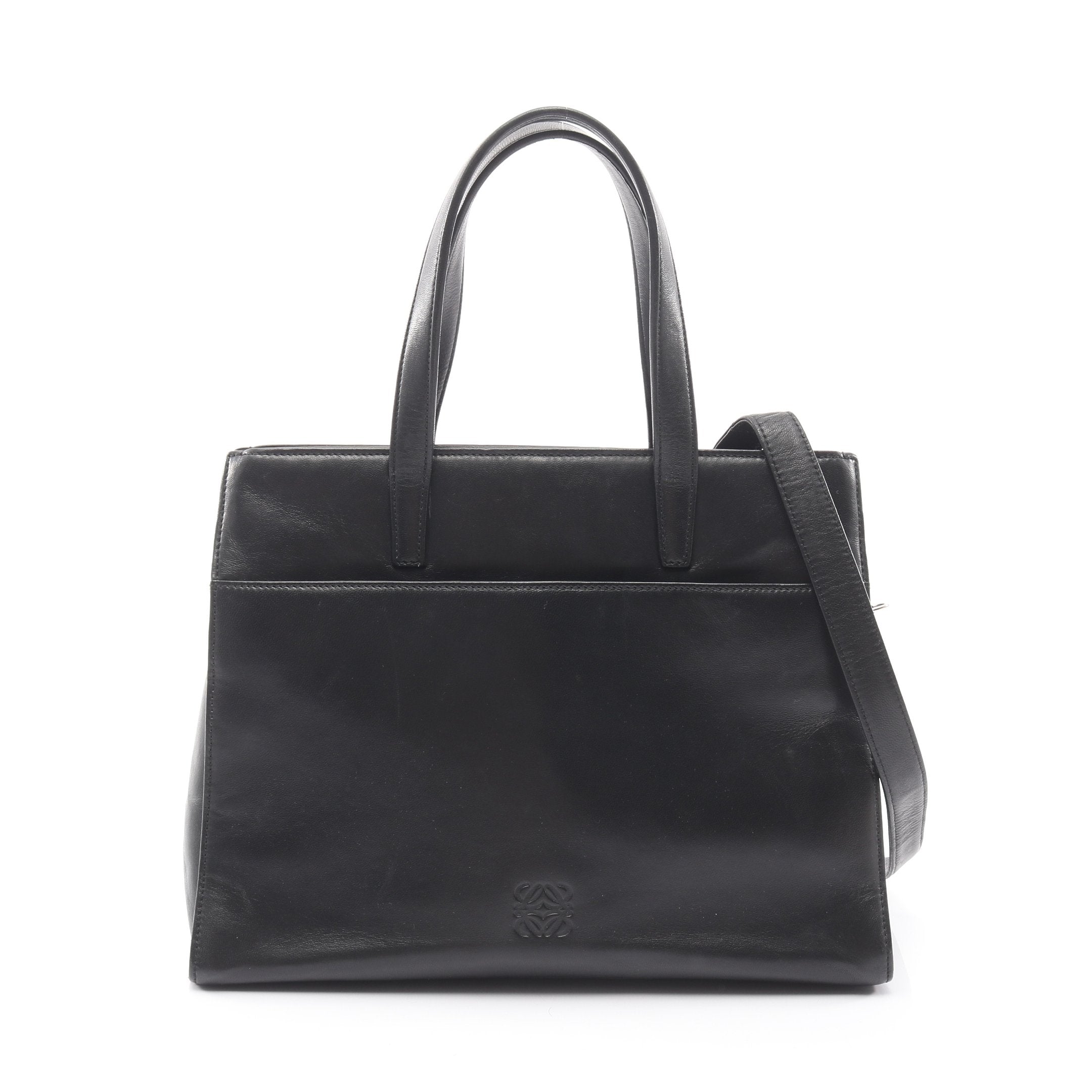 2604-6｜美品｜ロエベ ハンドバッグ レザー ブラック アナグラム アナグラム 2WAY ハンドバッグ レザー ブラック ロエベ – RECLO