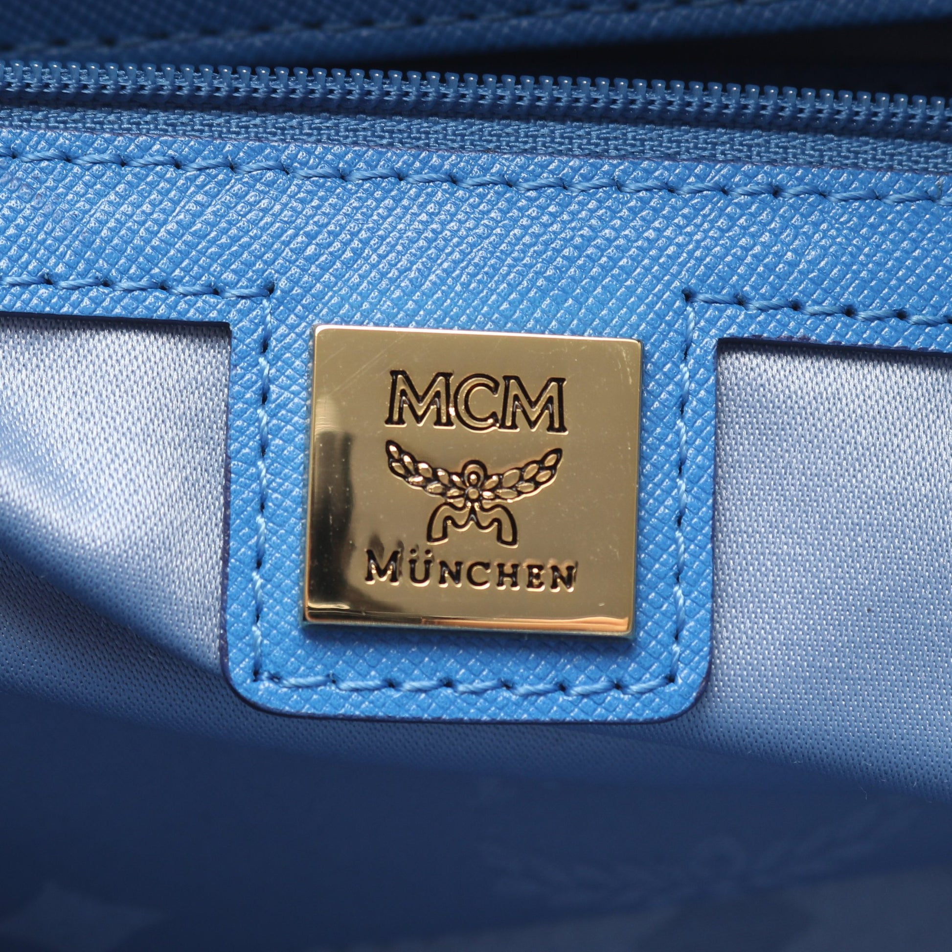 2WAY ハンドバッグ レザー ブルー エムシーエム バッグ MCM
