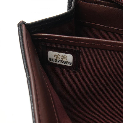 マトラッセ 二つ折り長財布 キャビアスキン ブラック ゴールド金具 シャネル 財布・小物 CHANEL