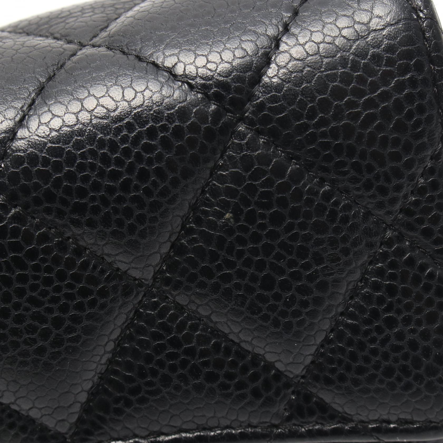 マトラッセ 二つ折り長財布 キャビアスキン ブラック ゴールド金具 シャネル 財布・小物 CHANEL