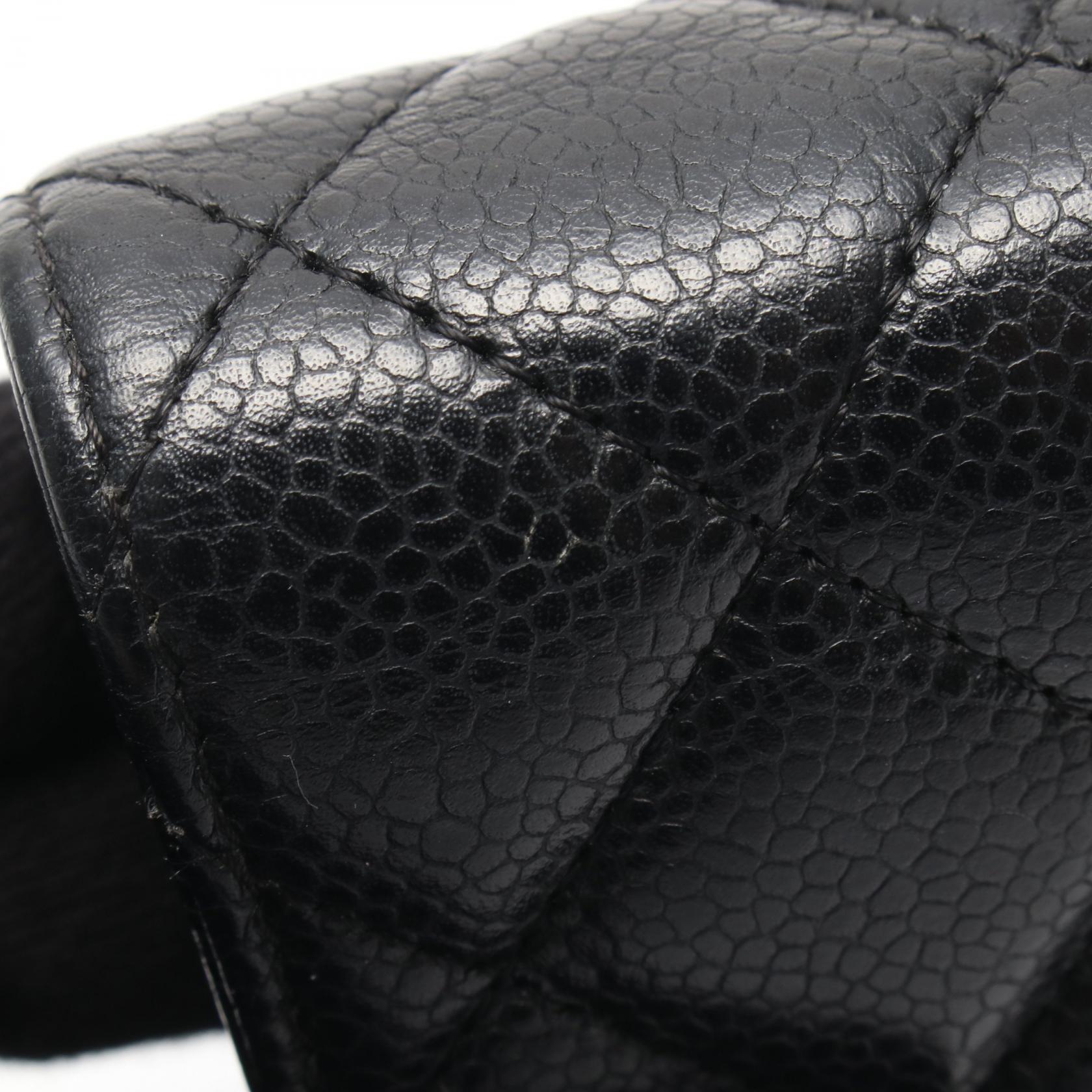 マトラッセ 二つ折り長財布 キャビアスキン ブラック ゴールド金具 シャネル 財布・小物 CHANEL