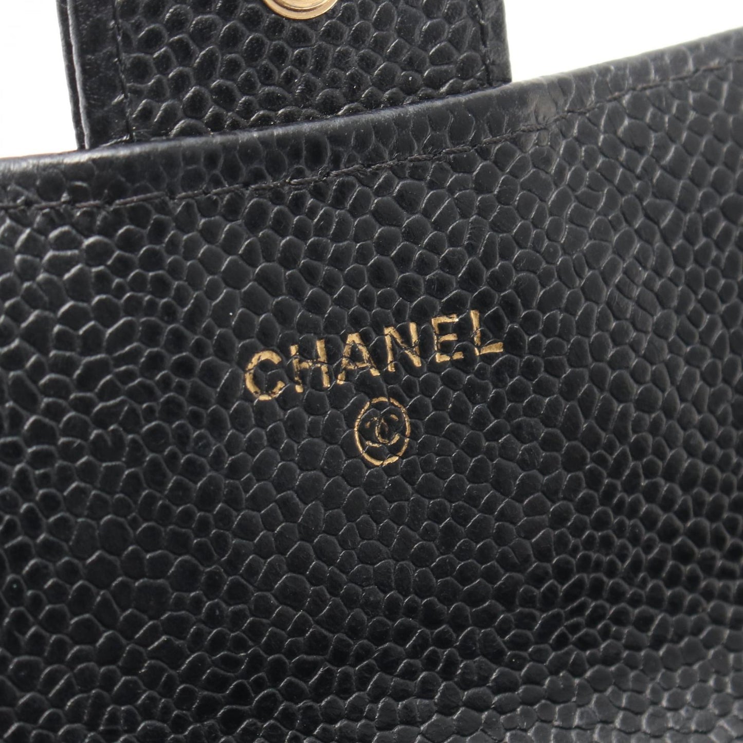 マトラッセ 二つ折り長財布 キャビアスキン ブラック ゴールド金具 シャネル 財布・小物 CHANEL