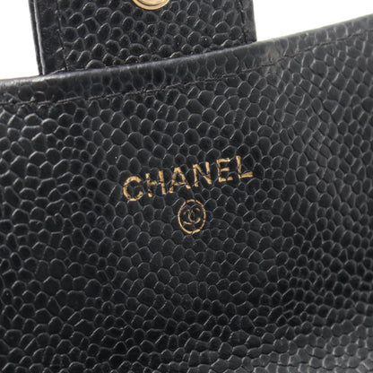 マトラッセ 二つ折り長財布 キャビアスキン ブラック ゴールド金具 シャネル 財布・小物 CHANEL