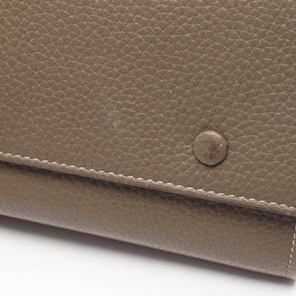 ラージ フラップ マルチファンクション 二つ折り長財布 レザー グレーブラウン イエロー セリーヌ 財布・小物 CELINE