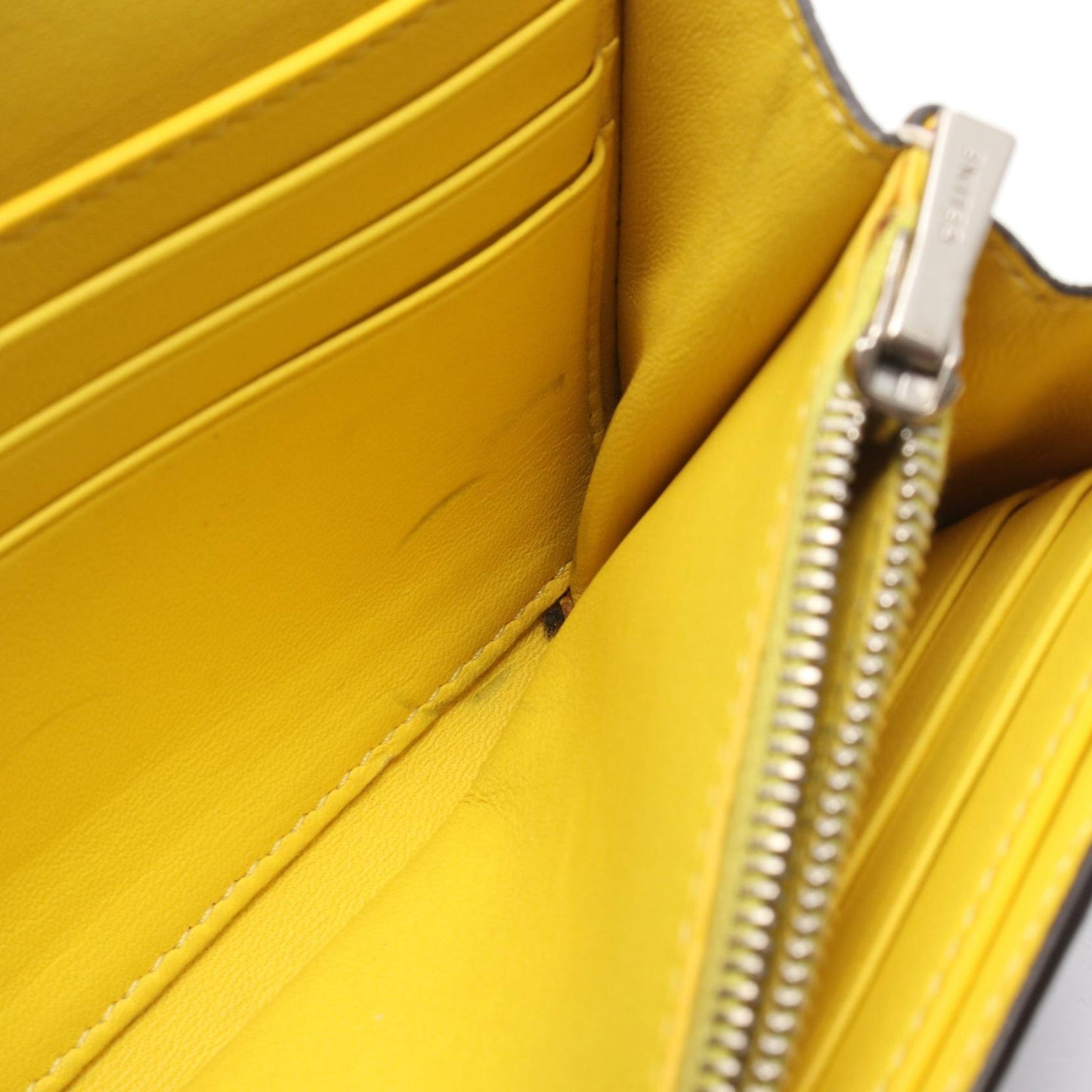 ラージ フラップ マルチファンクション 二つ折り長財布 レザー グレーブラウン イエロー セリーヌ 財布・小物 CELINE
