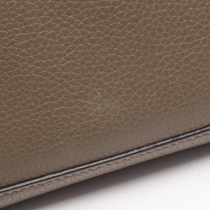 ラージ フラップ マルチファンクション 二つ折り長財布 レザー グレーブラウン イエロー セリーヌ 財布・小物 CELINE