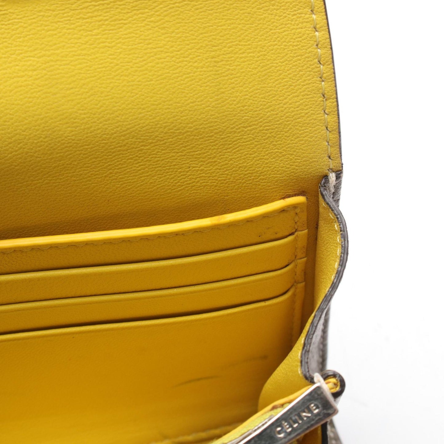 ラージ フラップ マルチファンクション 二つ折り長財布 レザー グレーブラウン イエロー セリーヌ 財布・小物 CELINE