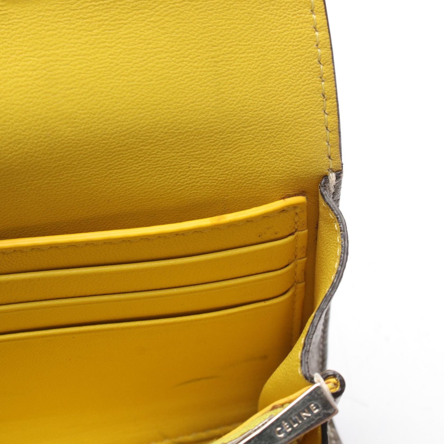 ラージ フラップ マルチファンクション 二つ折り長財布 レザー グレーブラウン イエロー セリーヌ 財布・小物 CELINE