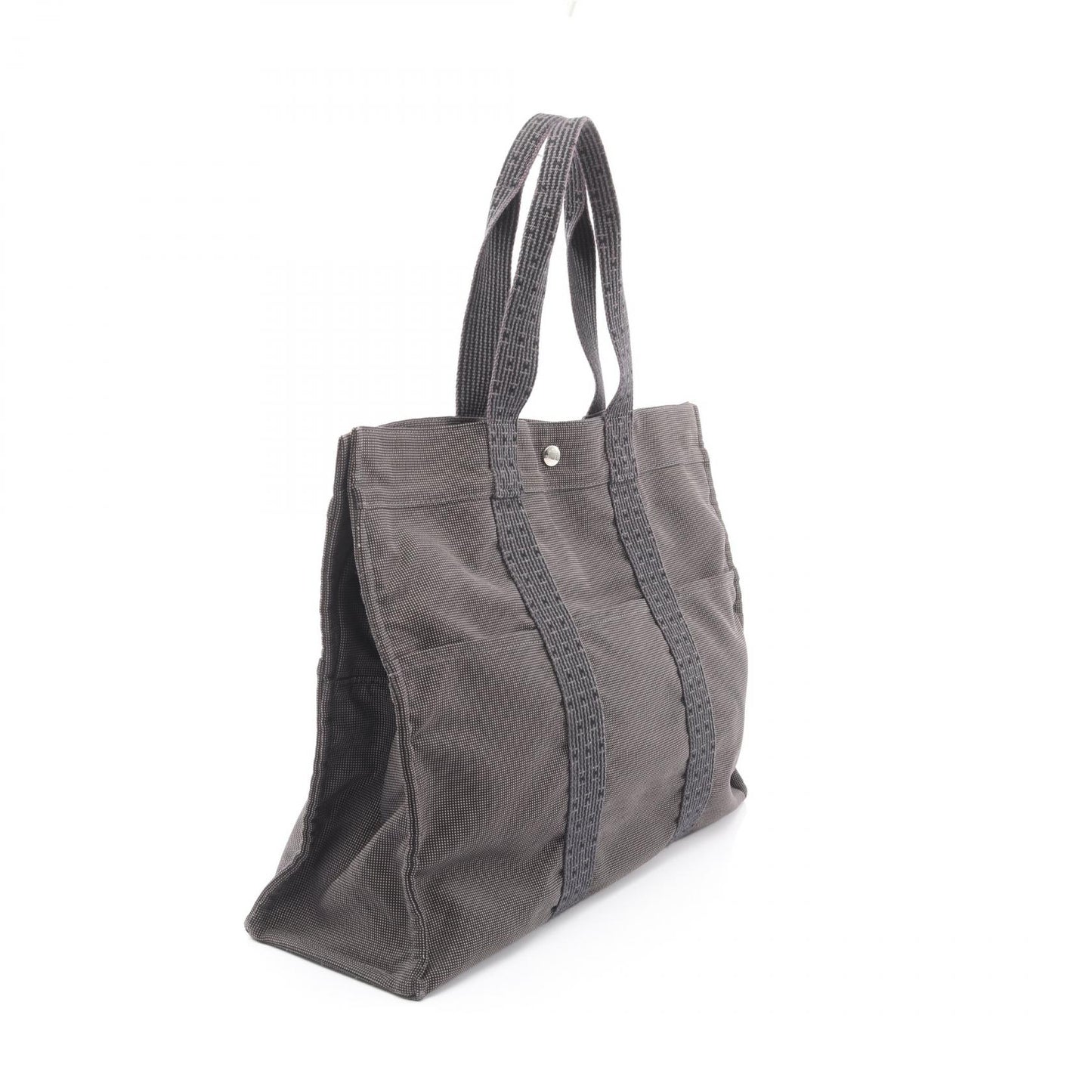 エールラインGM ハンドバッグ トートバッグ ナイロンキャンバス ダークグレー シルバー金具 エルメス バッグ HERMES