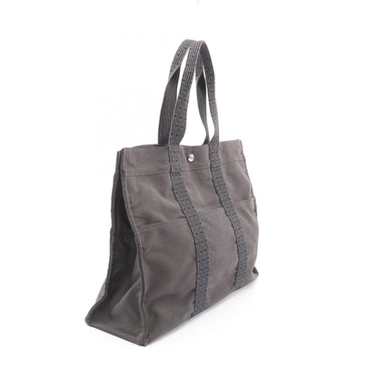 エールラインGM ハンドバッグ トートバッグ ナイロンキャンバス ダークグレー シルバー金具 エルメス バッグ HERMES