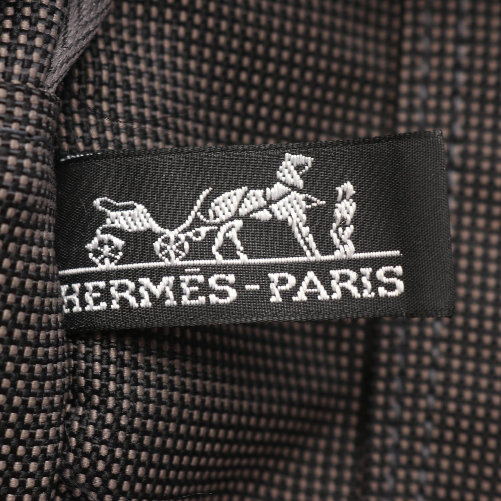 エールラインGM ハンドバッグ トートバッグ ナイロンキャンバス ダークグレー シルバー金具 エルメス バッグ HERMES