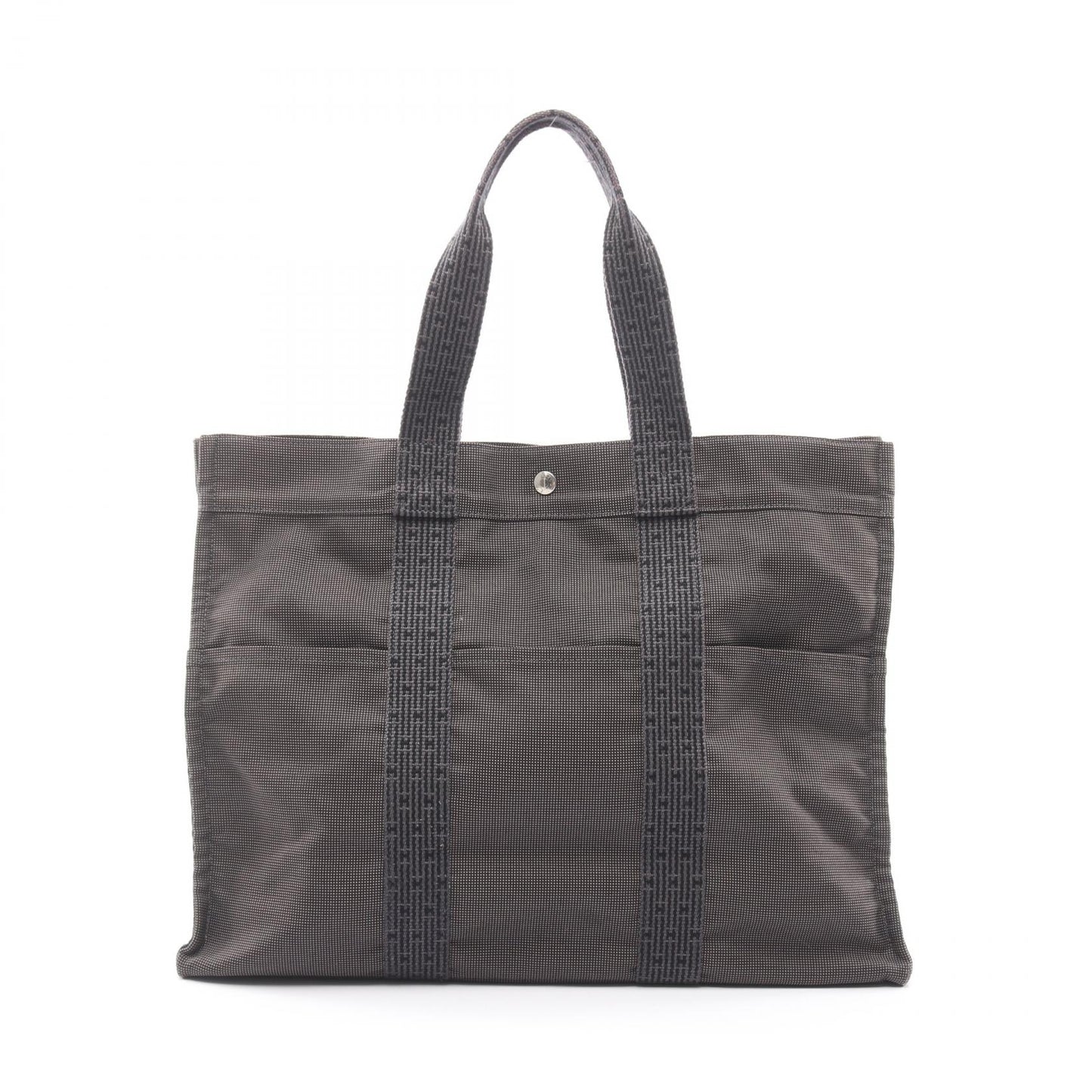 エールラインGM ハンドバッグ トートバッグ ナイロンキャンバス ダークグレー シルバー金具 エルメス バッグ HERMES