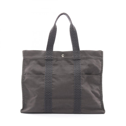 エールラインGM ハンドバッグ トートバッグ ナイロンキャンバス ダークグレー シルバー金具 エルメス バッグ HERMES
