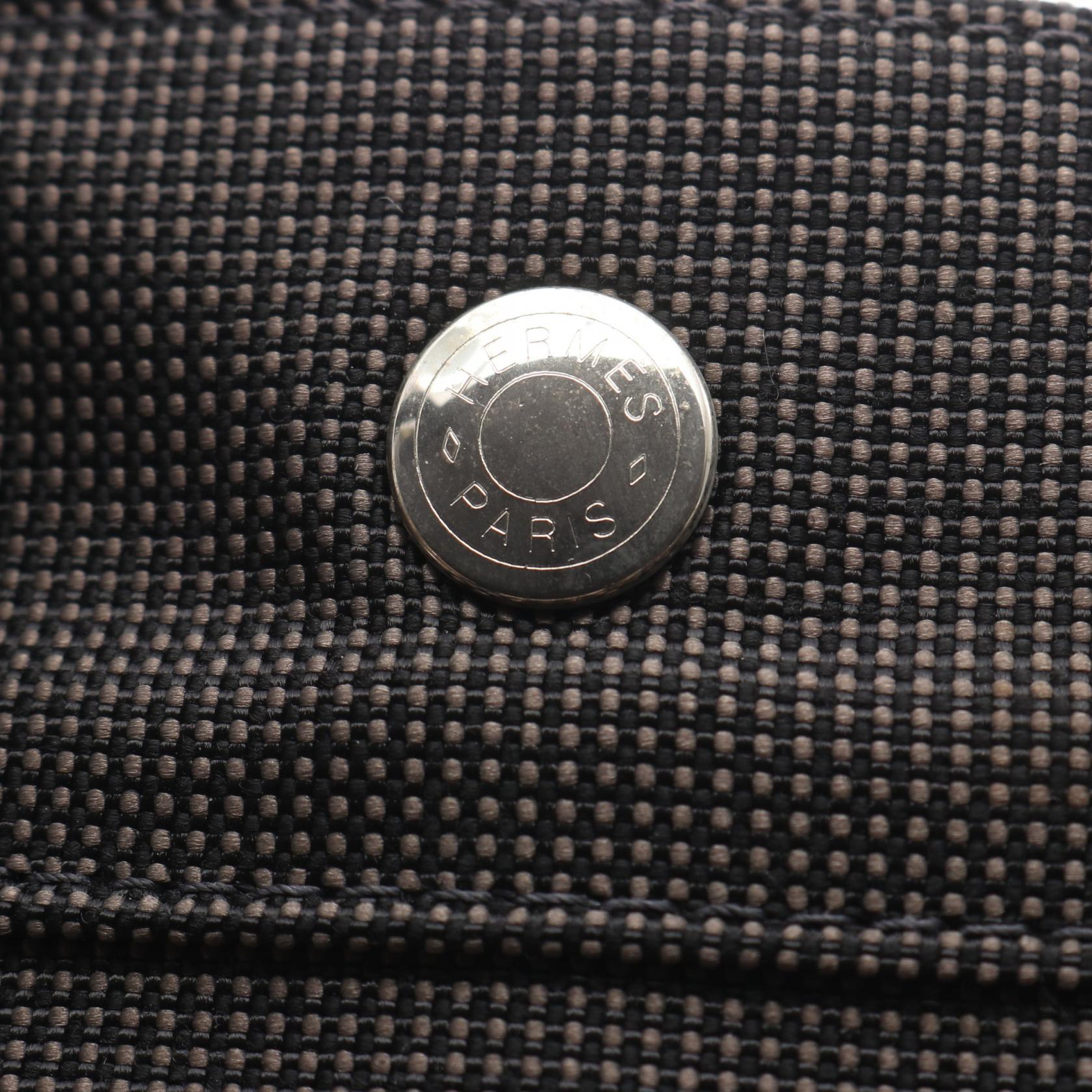 エールラインGM ハンドバッグ トートバッグ ナイロンキャンバス ダークグレー シルバー金具 エルメス バッグ HERMES