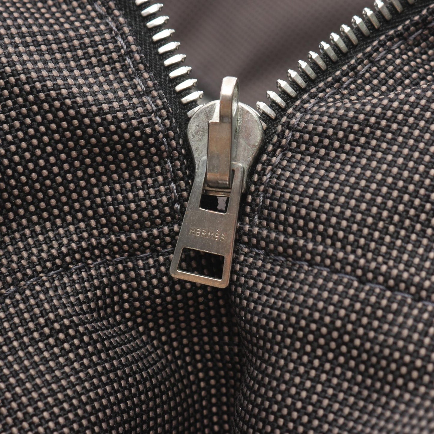 エールラインGM ハンドバッグ トートバッグ ナイロンキャンバス ダークグレー シルバー金具 エルメス バッグ HERMES