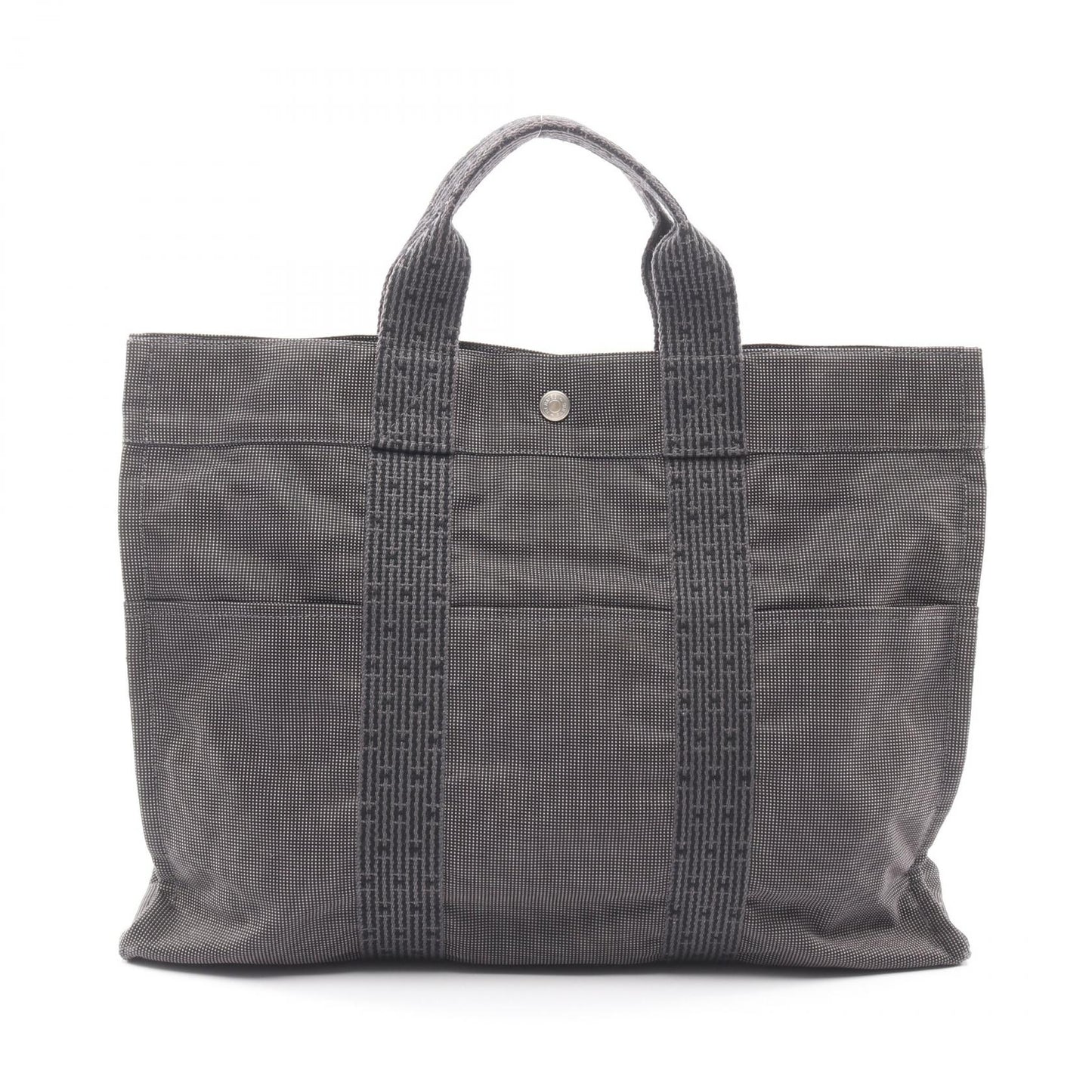 エールラインMM ハンドバッグ トートバッグ ナイロンキャンバス ダークグレー シルバー金具 エルメス バッグ HERMES