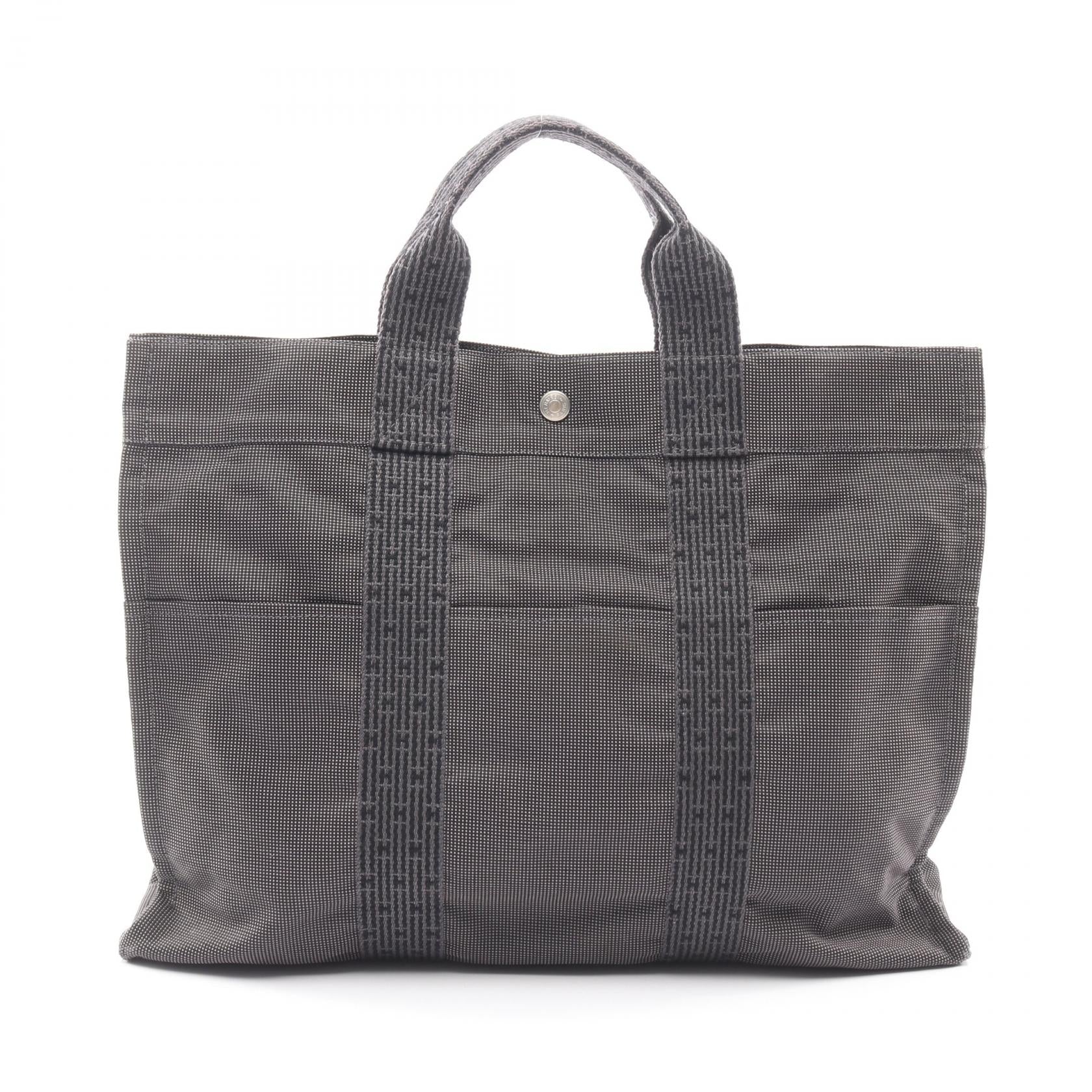 エールラインMM ハンドバッグ トートバッグ ナイロンキャンバス ダークグレー シルバー金具 エルメス バッグ HERMES