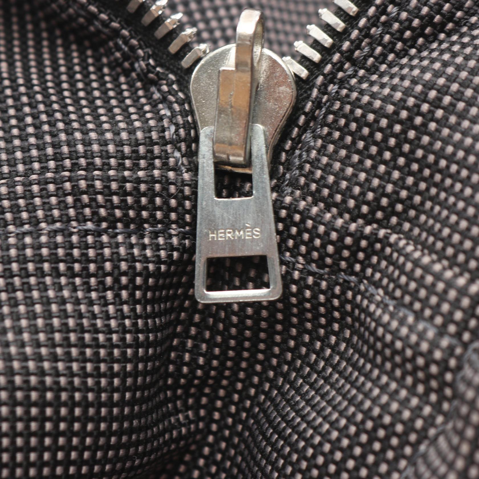 エールラインMM ハンドバッグ トートバッグ ナイロンキャンバス ダークグレー シルバー金具 エルメス バッグ HERMES