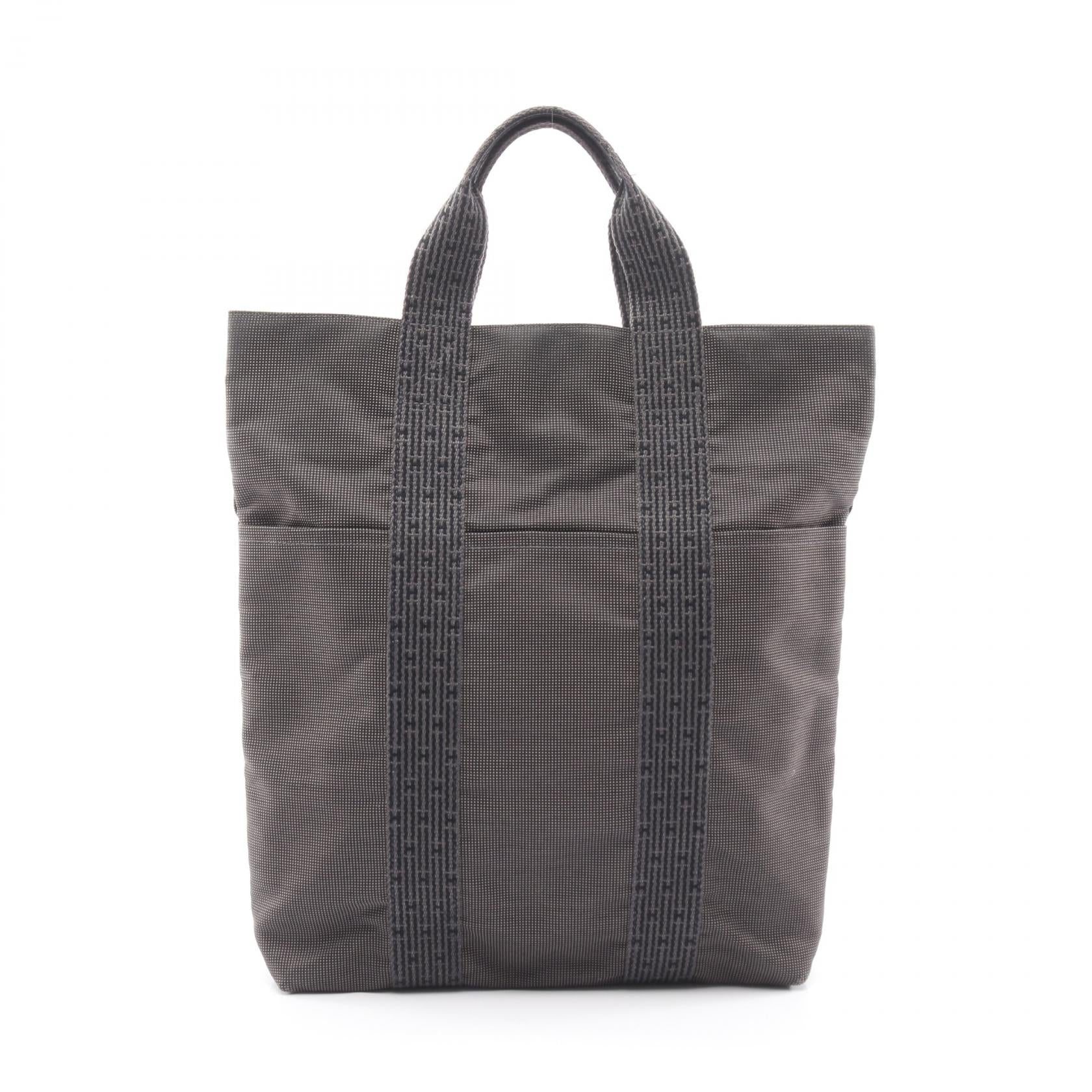 エールライン カバス ハンドバッグ トートバッグ ナイロンキャンバス ダークグレー シルバー金具 エルメス バッグ HERMES