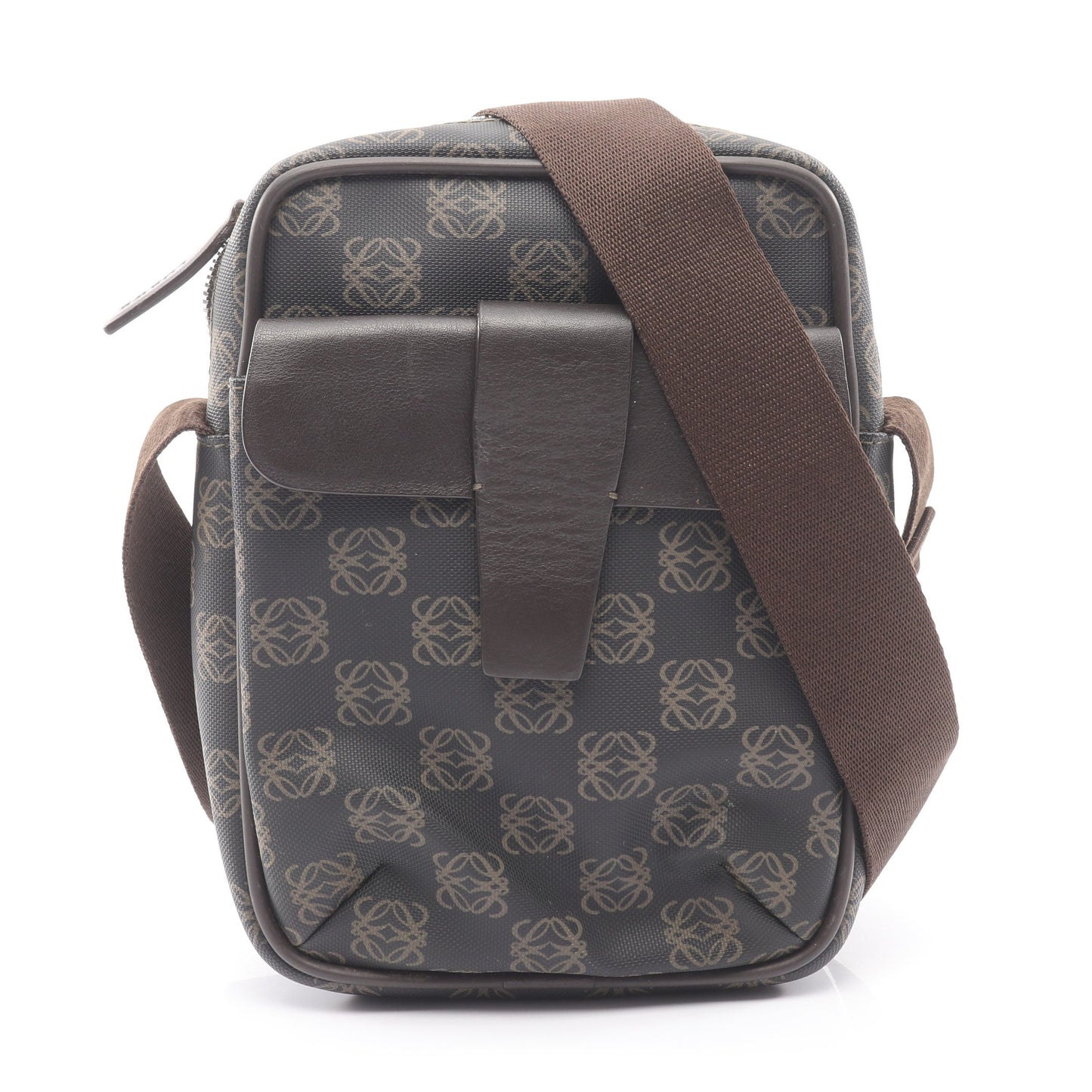 リピートアナグラム ショルダーバッグ PVC レザー ダークブラウン ロエベ バッグ LOEWE