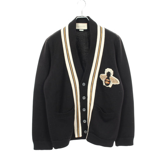 BEE ワッペン カーディガン ウール ブラック グッチ トップス GUCCI