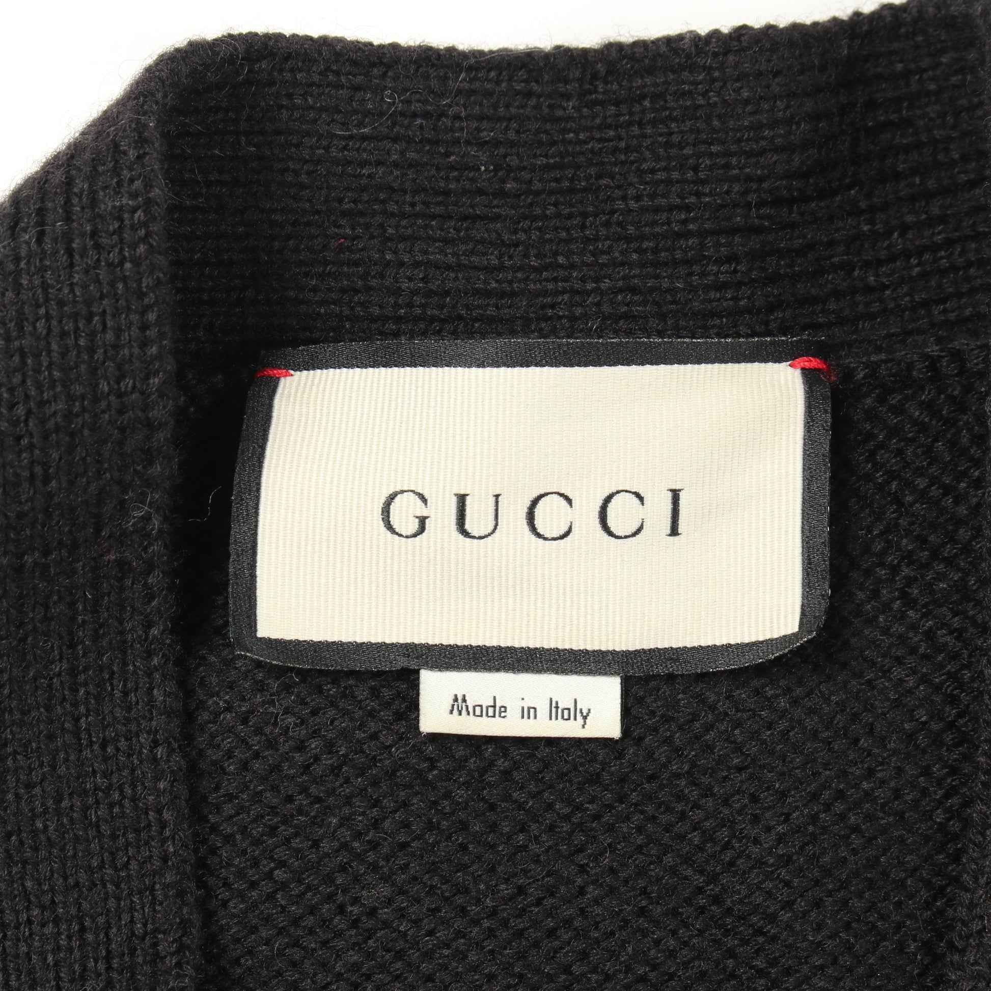BEE ワッペン カーディガン ウール ブラック グッチ トップス GUCCI