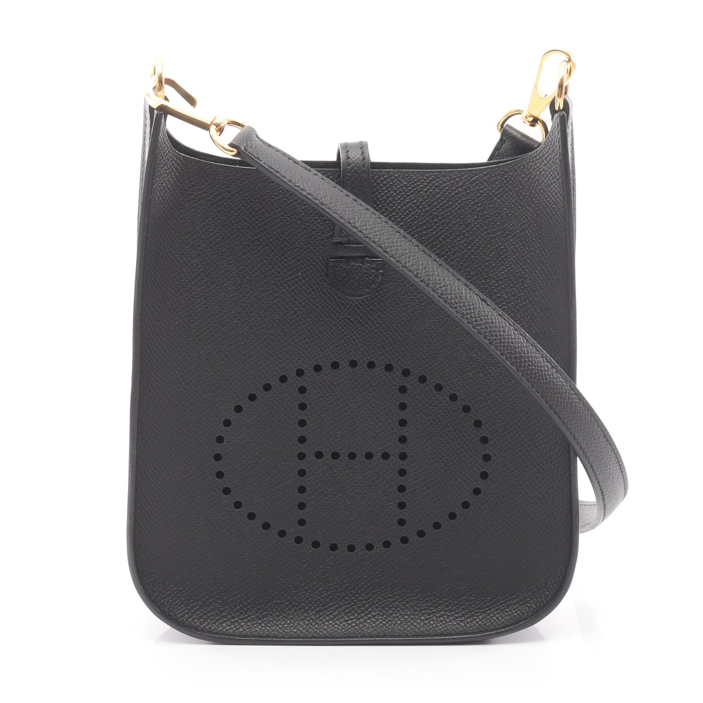 エヴリン セリエ 16 ショルダーバッグ ヴォーエプソン ブラック ゴールド金具 W刻印 エルメス バッグ HERMES