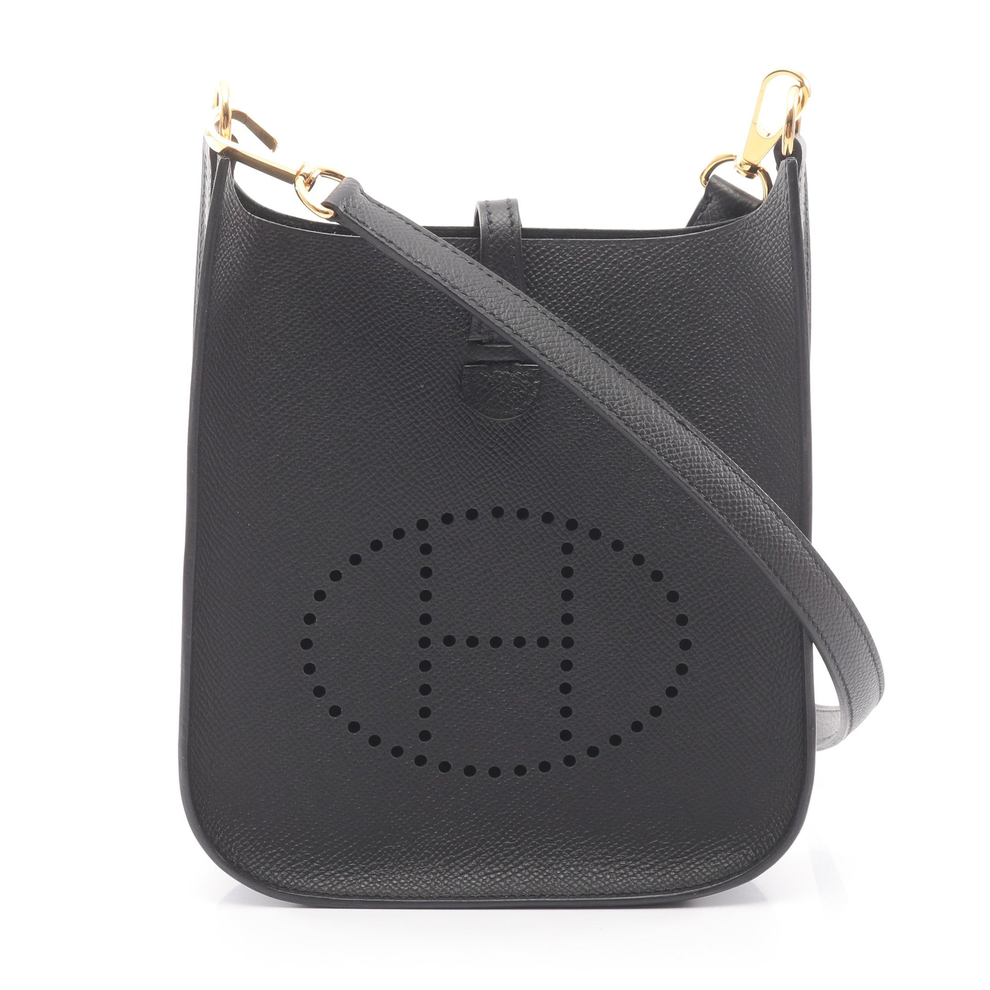 エヴリン セリエ 16 ショルダーバッグ ヴォーエプソン ブラック ゴールド金具 W刻印 エルメス バッグ HERMES