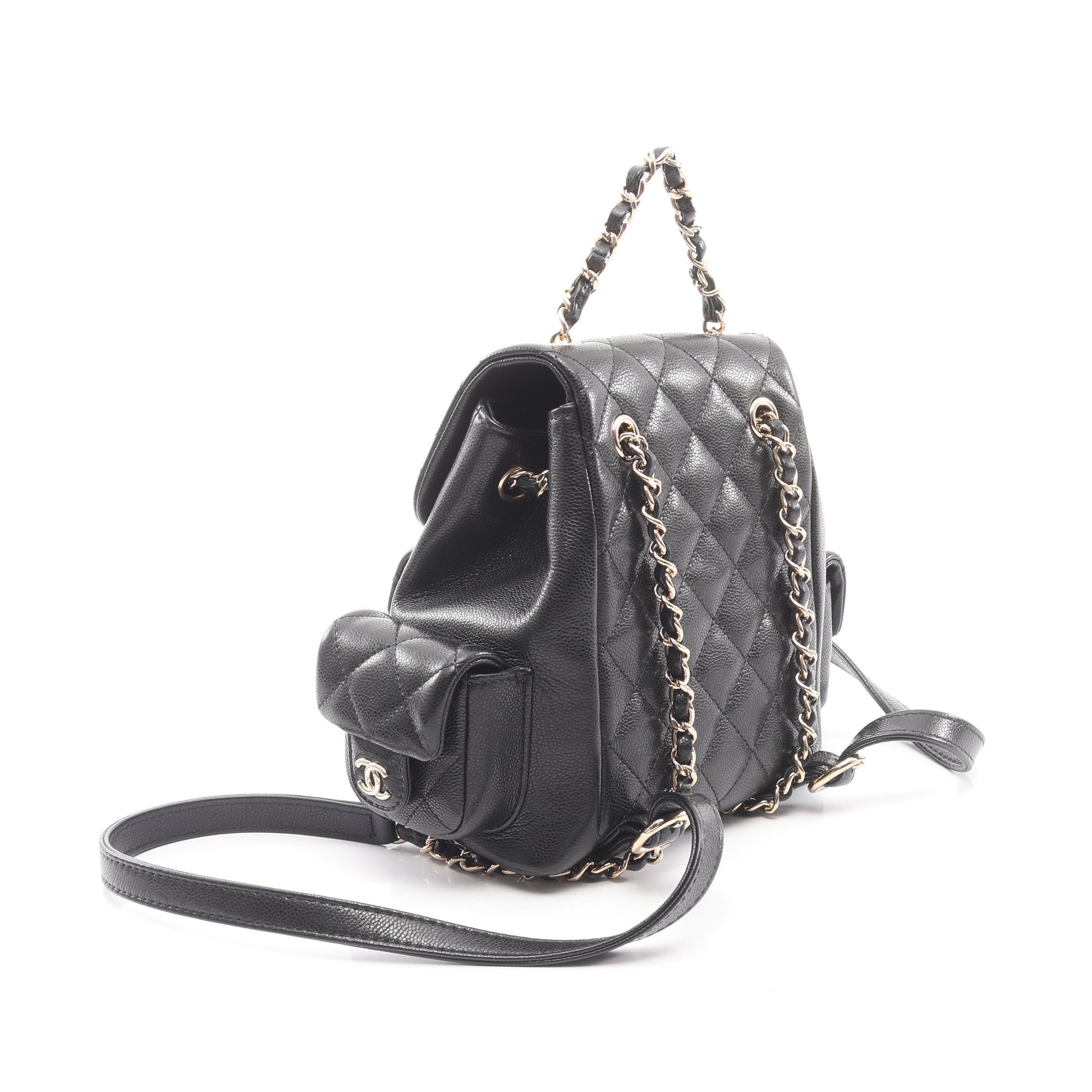 マトラッセ バックパック リュックサック キャビアスキン ブラック ゴールド金具 シャネル バッグ CHANEL