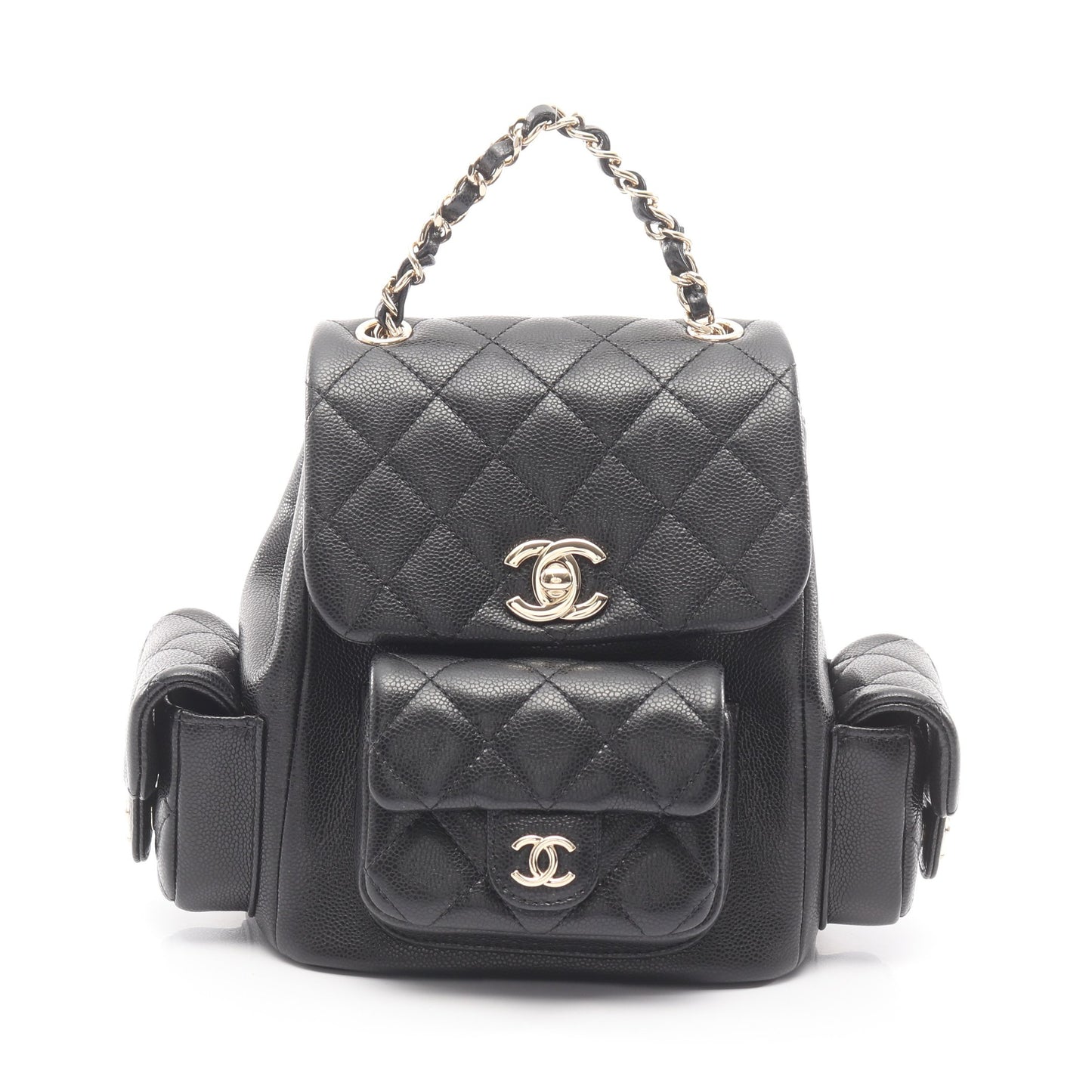 マトラッセ バックパック リュックサック キャビアスキン ブラック ゴールド金具 シャネル バッグ CHANEL