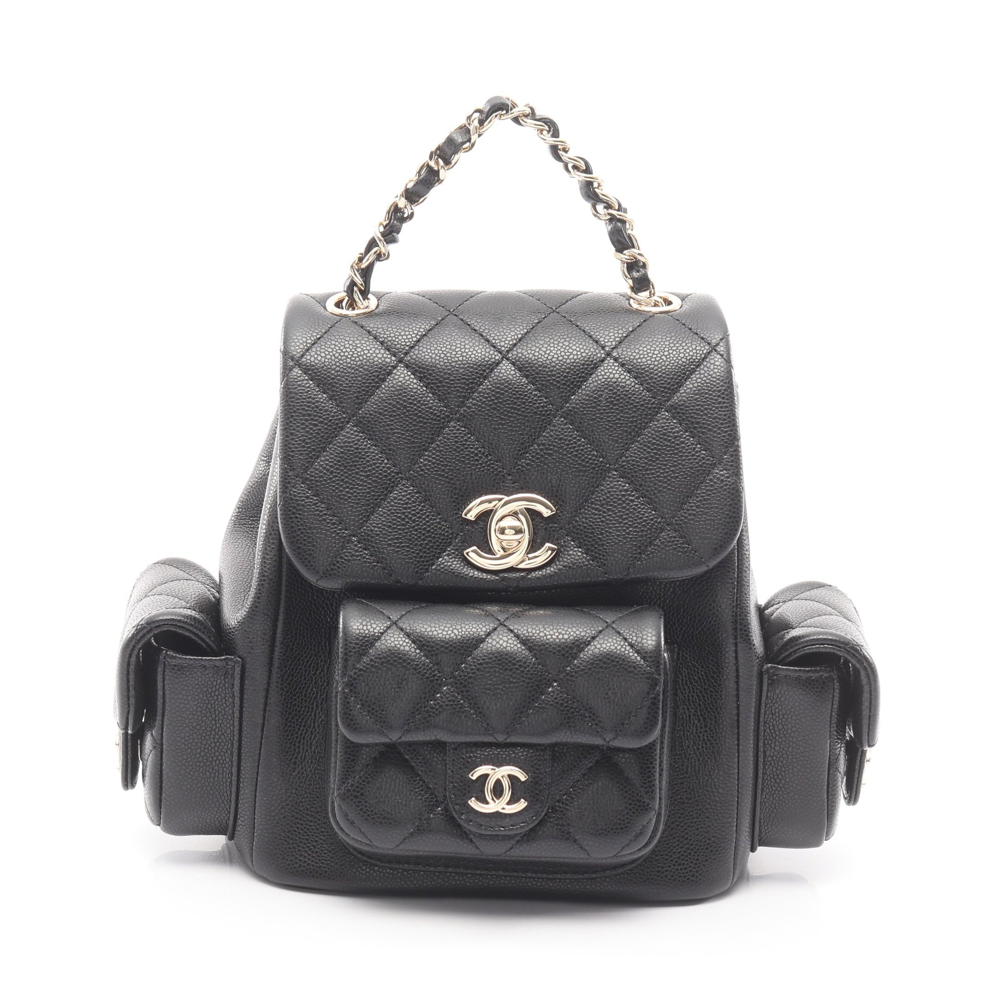 マトラッセ バックパック リュックサック キャビアスキン ブラック ゴールド金具 シャネル バッグ CHANEL