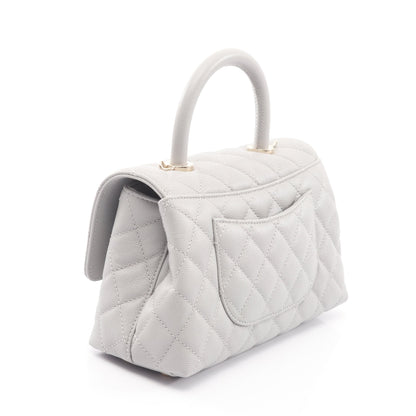 ココハンドル フラップ マトラッセ 2WAY ハンドバッグ キャビアスキン グレー ゴールド金具 シャネル バッグ CHANEL