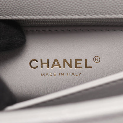 ココハンドル フラップ マトラッセ 2WAY ハンドバッグ キャビアスキン グレー ゴールド金具 シャネル バッグ CHANEL