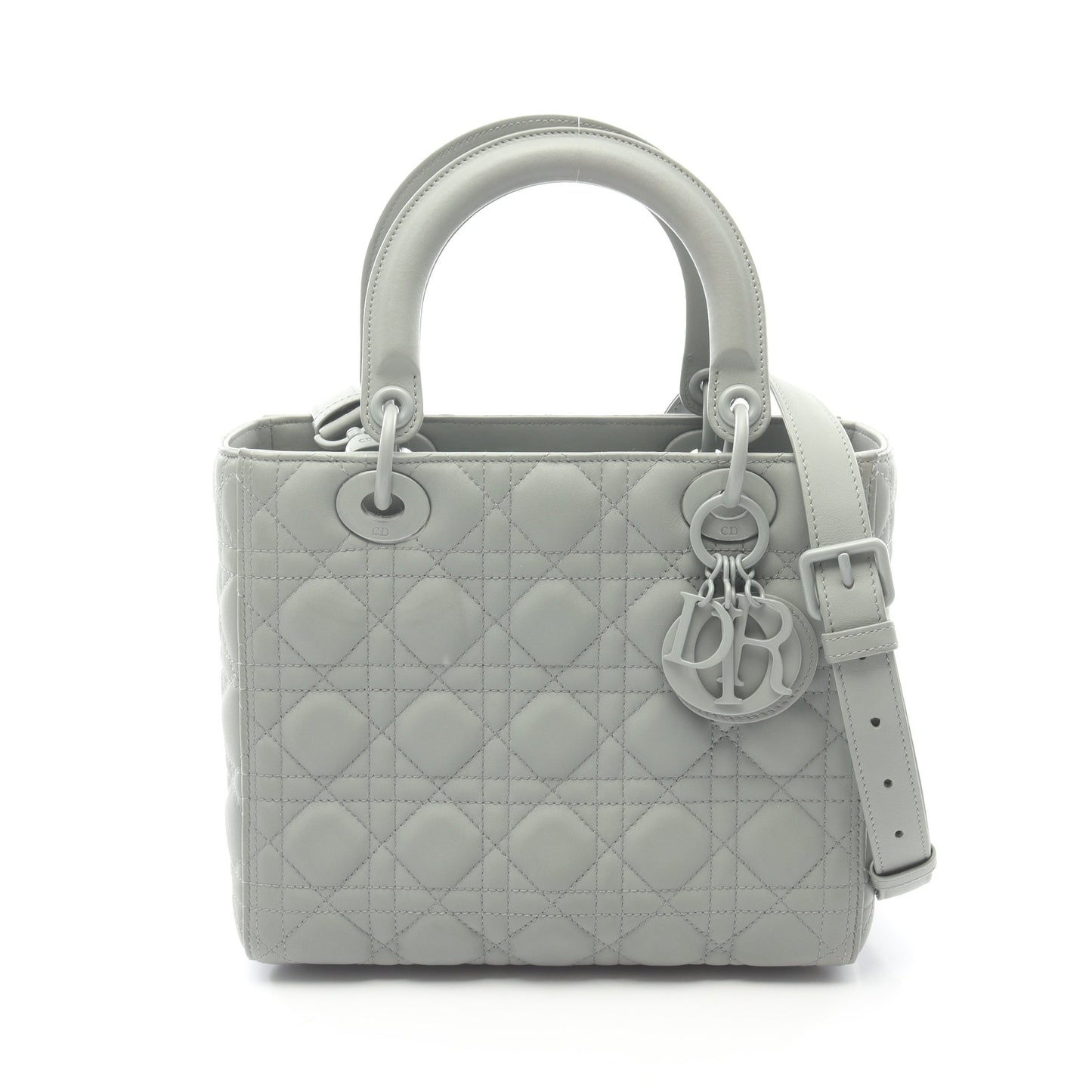 LADY DIOR レディディオール ミディアム カナージュ 2WAY ハンドバッグ レザー グレーグリーン クリスチャンディオール バッグ Christian Dior