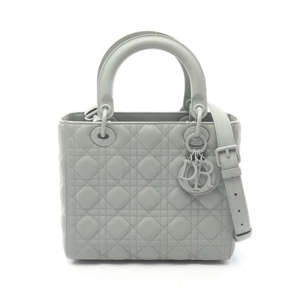 LADY DIOR レディディオール ミディアム カナージュ 2WAY ハンドバッグ レザー グレーグリーン クリスチャンディオール バッグ Christian Dior