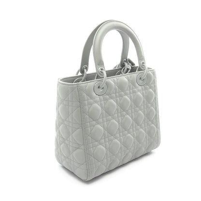 LADY DIOR レディディオール ミディアム カナージュ 2WAY ハンドバッグ レザー グレーグリーン クリスチャンディオール バッグ Christian Dior