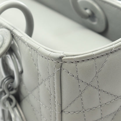 LADY DIOR レディディオール ミディアム カナージュ 2WAY ハンドバッグ レザー グレーグリーン クリスチャンディオール バッグ Christian Dior