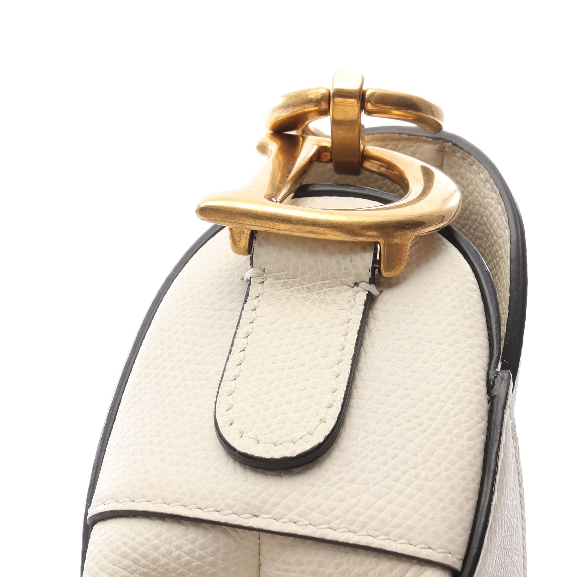 サドルバッグ ハンドバッグ レザー オフホワイト クリスチャンディオール バッグ Christian Dior