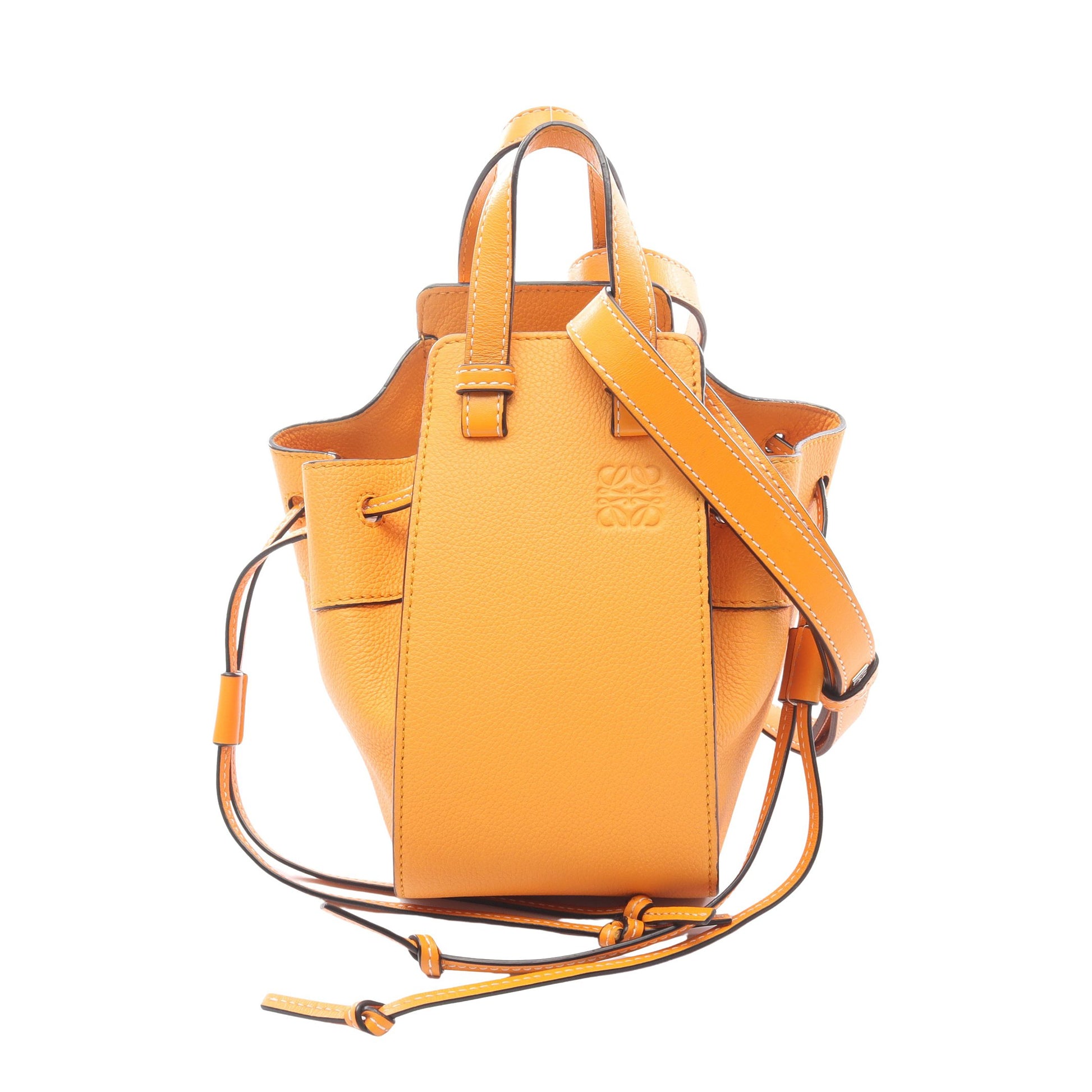 ハンモック ドローストリングバッグ ミニ 2WAY ハンドバッグ レザー オレンジ ロエベ バッグ LOEWE
