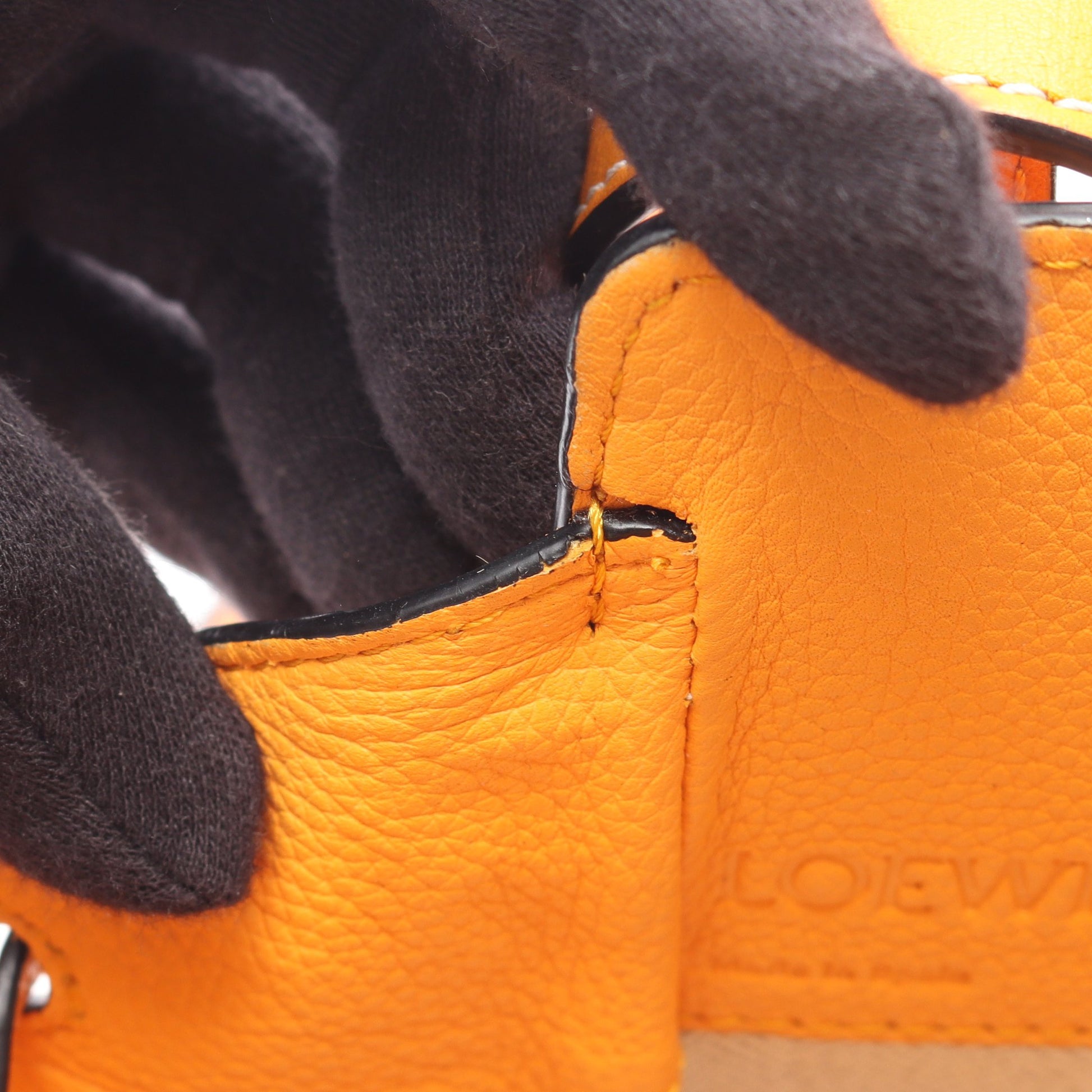 ハンモック ドローストリングバッグ ミニ 2WAY ハンドバッグ レザー オレンジ ロエベ バッグ LOEWE