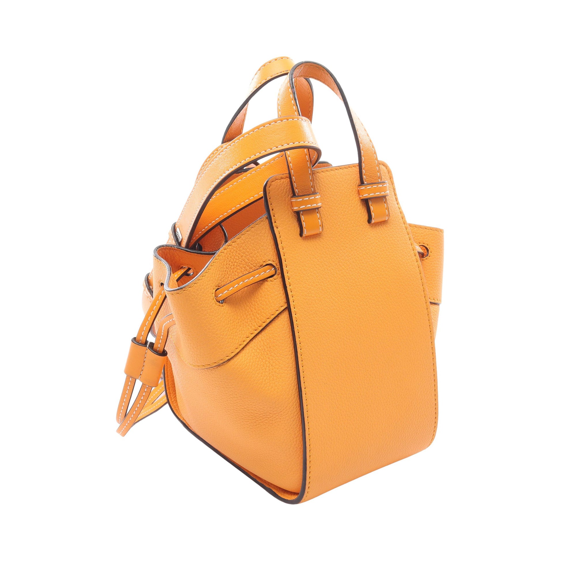 ハンモック ドローストリングバッグ ミニ 2WAY ハンドバッグ レザー オレンジ ロエベ バッグ LOEWE