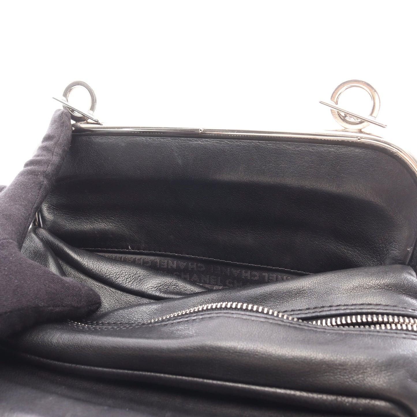 マトラッセ チェーンハンドバッグ ラムスキン ブラック シルバー金具 シャネル バッグ CHANEL